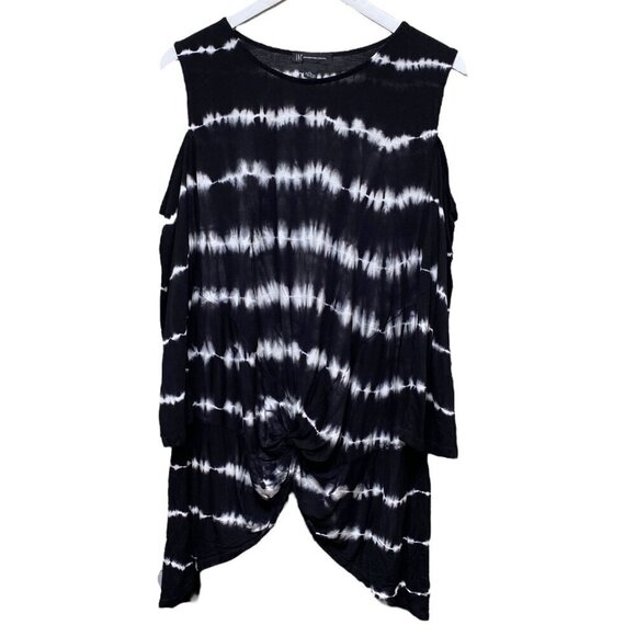 I.N.C International Concepts Tunic Tee Size XL Cold Shoulder Black Tie dye Women - Picture 9 of 10